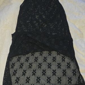 Black Lace Dress Mesh Beach Cover Up